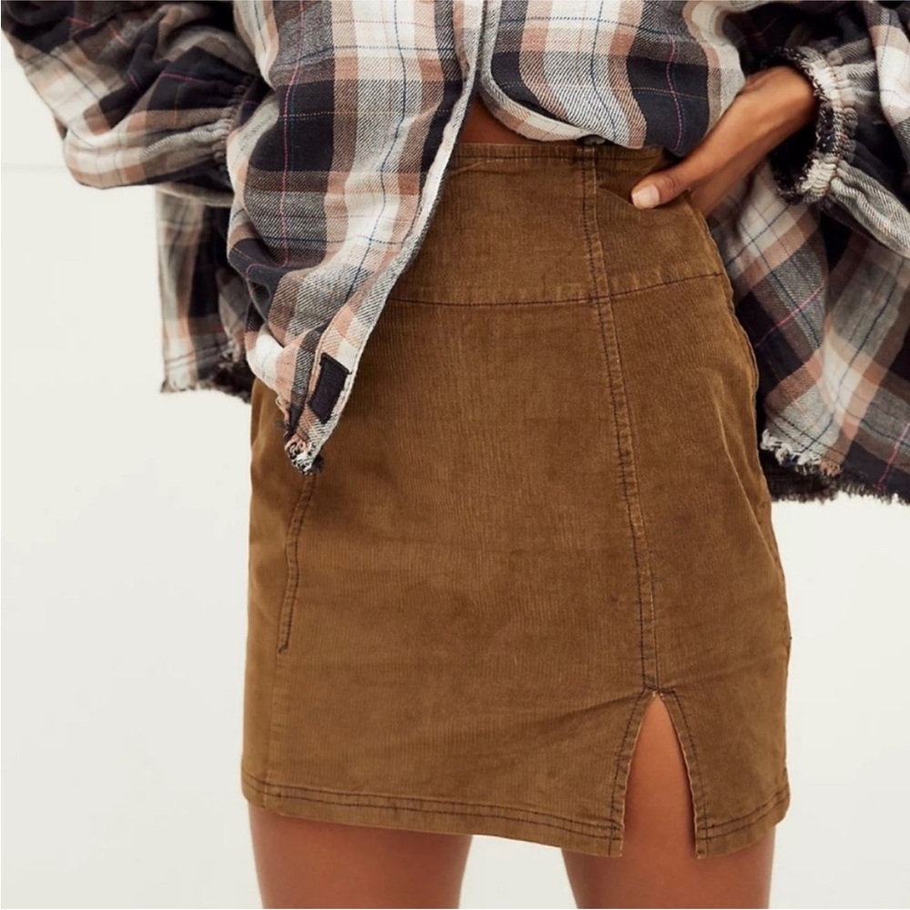 Free People Holding Onto a Dream Cord Mini Skirt in Brown size 8 NWOTs!
